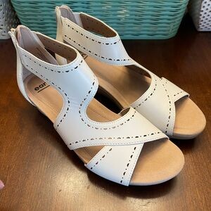 NWOT New Earth Womens Pisa Truro Leather Wedge Sandals